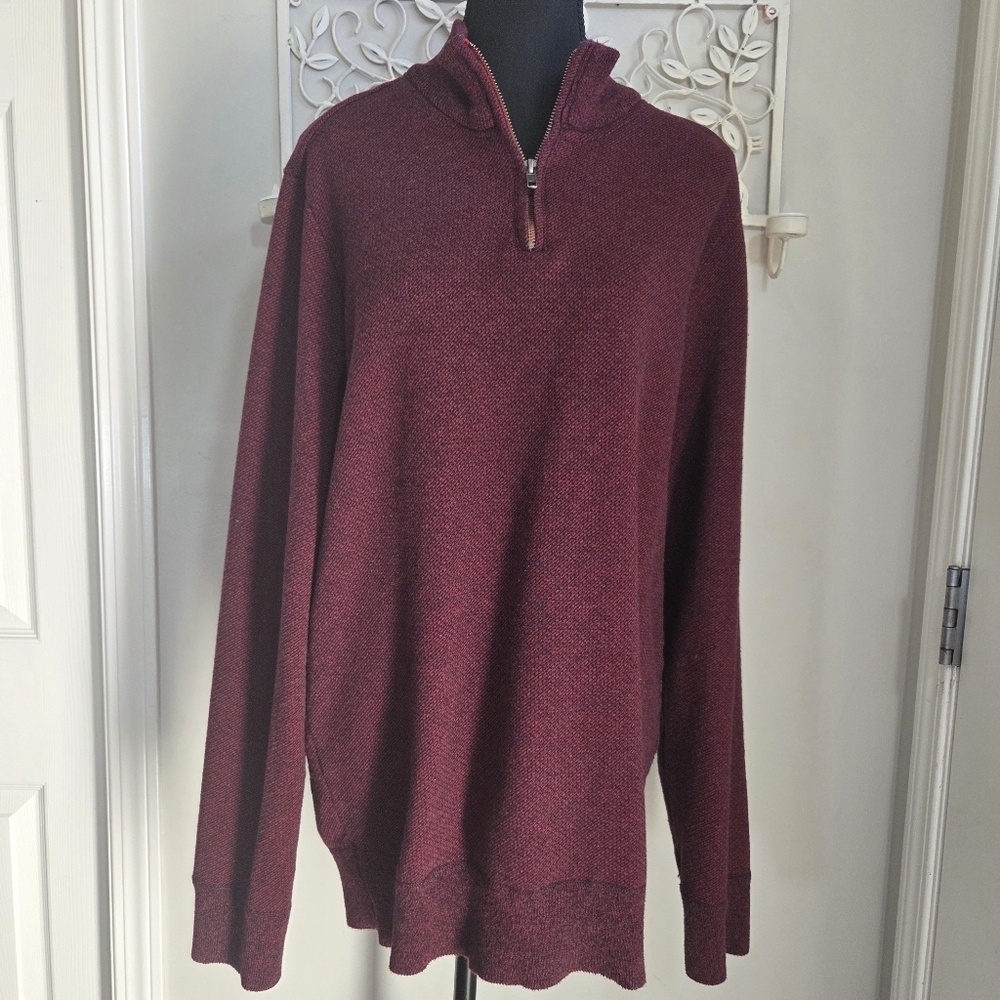 Robert Graham Men's Burgundy 1/4 Zip Sweater Size XL